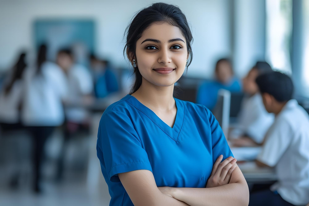 Healthcare assistant supporting a patient in a modern healthcare facility in Kerry