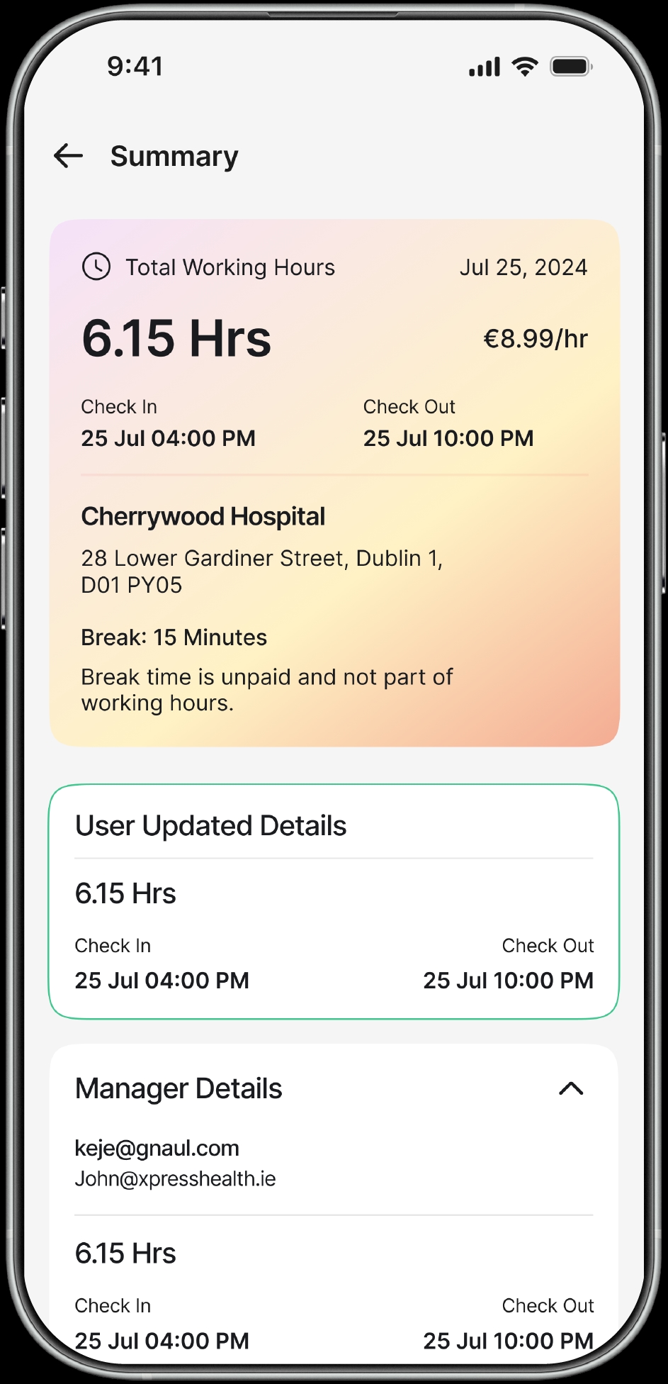 Time Sheet Feature